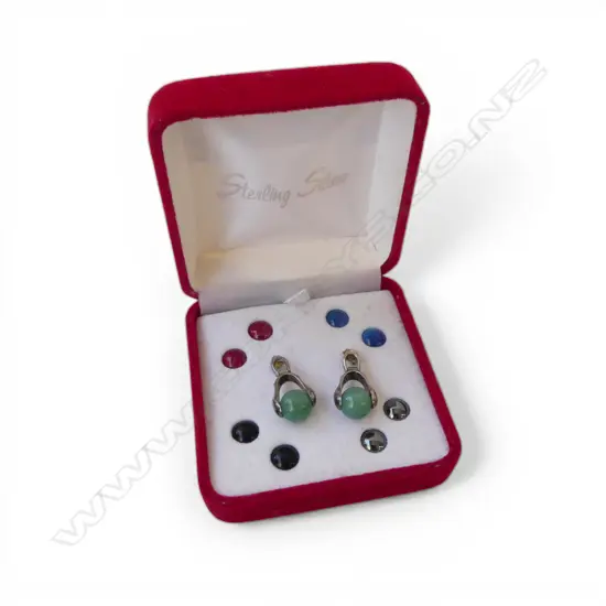 PR STG SILVER EARRINGS w. 5 ADJUSTABLE GEM BALLS