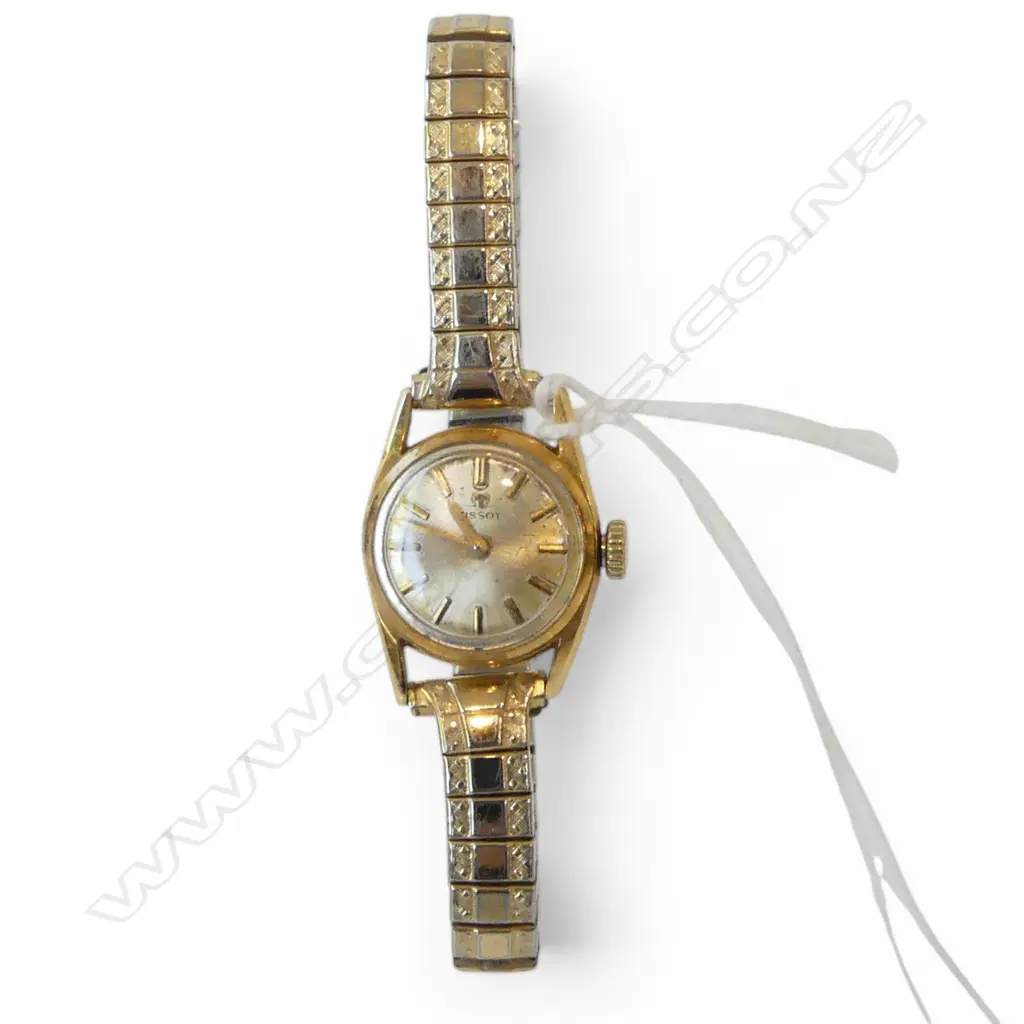 VINTAGE 18ct GOLD CASED TISSOT LADIES WRISTWATCH plated strap Image 1++