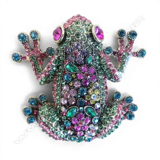 LRG MULTI COLOURED FROG BROOCH, NEW