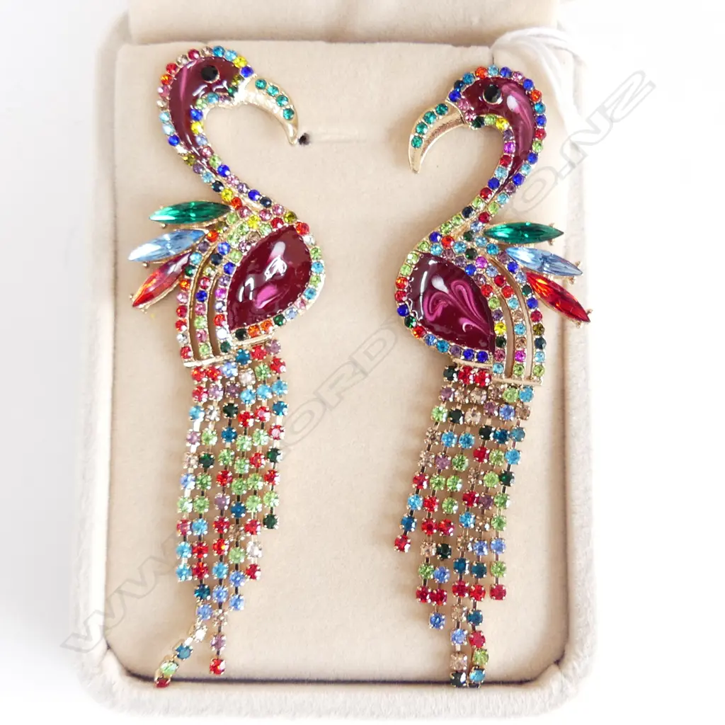 PR COLOURFUL FLAMINGO DROP EARRINGS, NEW Image 1++