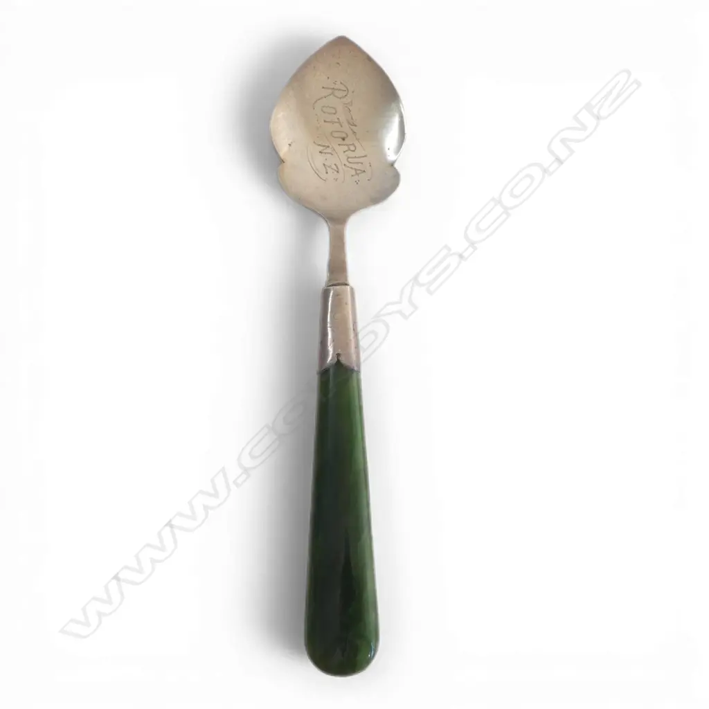 NZ SILVER AND POUNAMU JAM SPOON 27gms Image 1++
