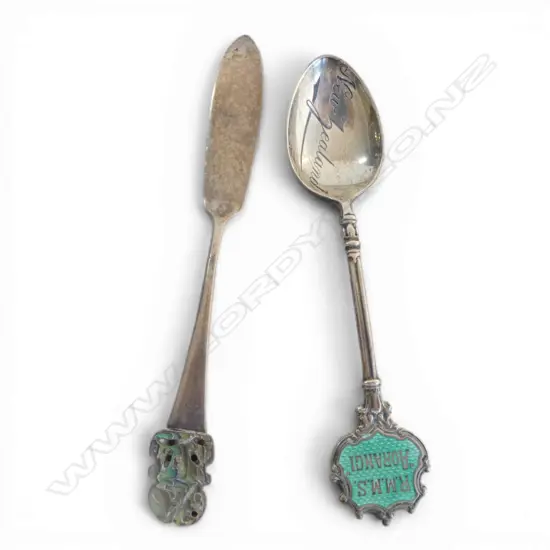 ATAHUA SILVER/PAUA BUTTER KNIFE AND SILVER RMMS AORANGI TSP 25gms