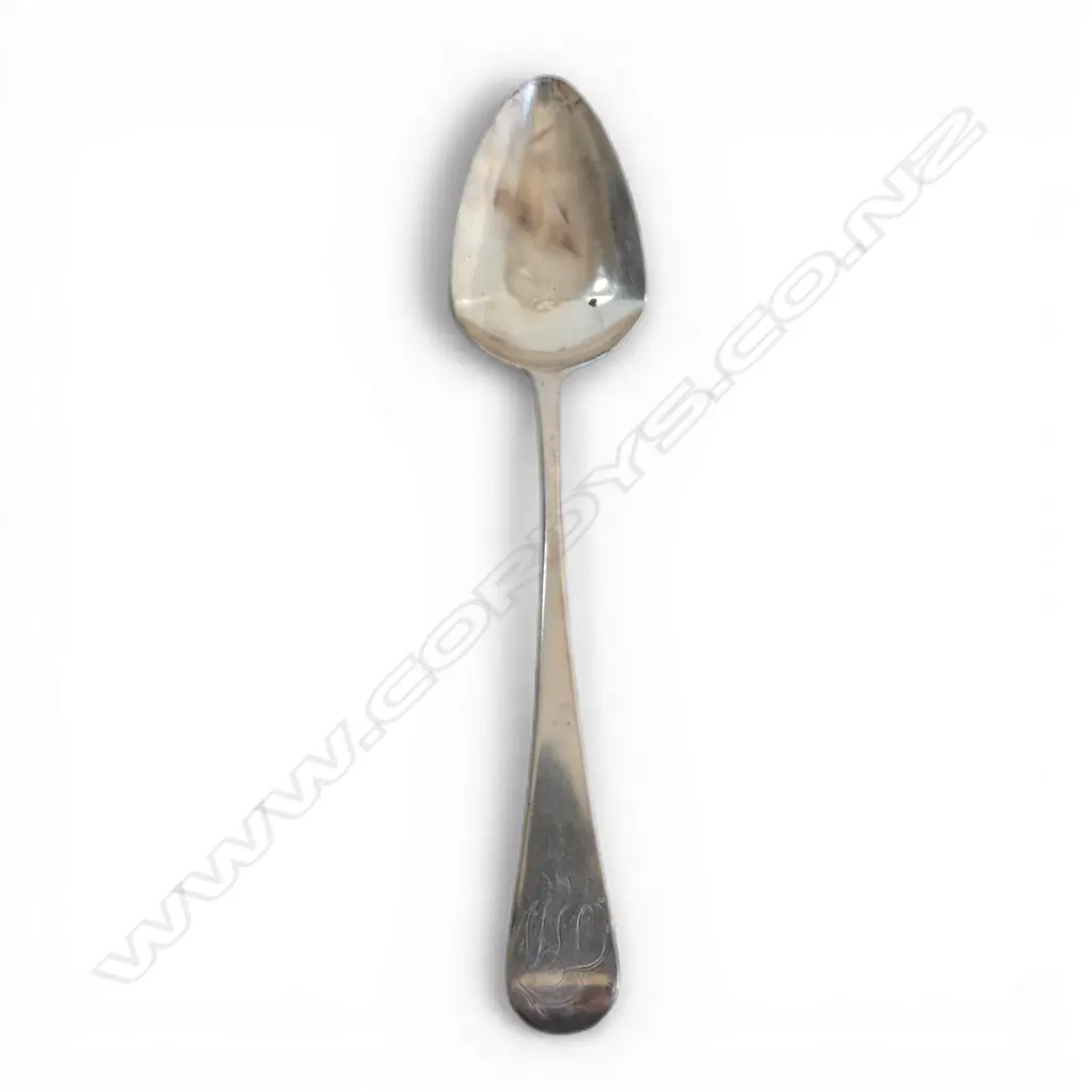 GEORGIAN STG SILVER SERVING SPOON, THOMAS DICKS, LONDON 1803, 57gms Image 1++