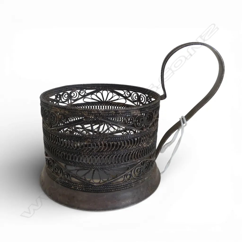 OLD RUSSIAN CUP HOLDER 88gms TESTING 50% SILVER Image 1++