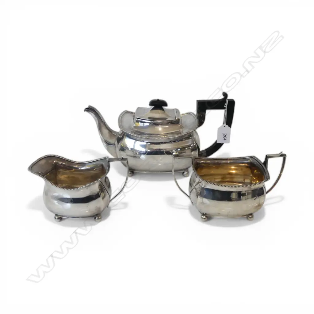STG SILVER 3 PCE TEA SET, CHESTER 1911, 1278gms Image 1++
