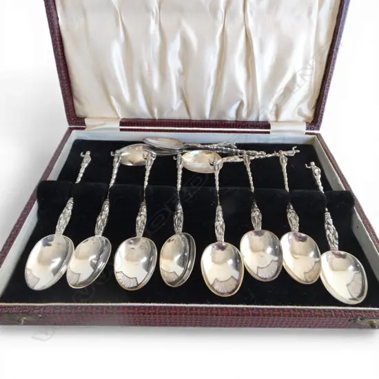 CASED SET 12 S/SILVER COFFEE SPOONS 103GRMS 