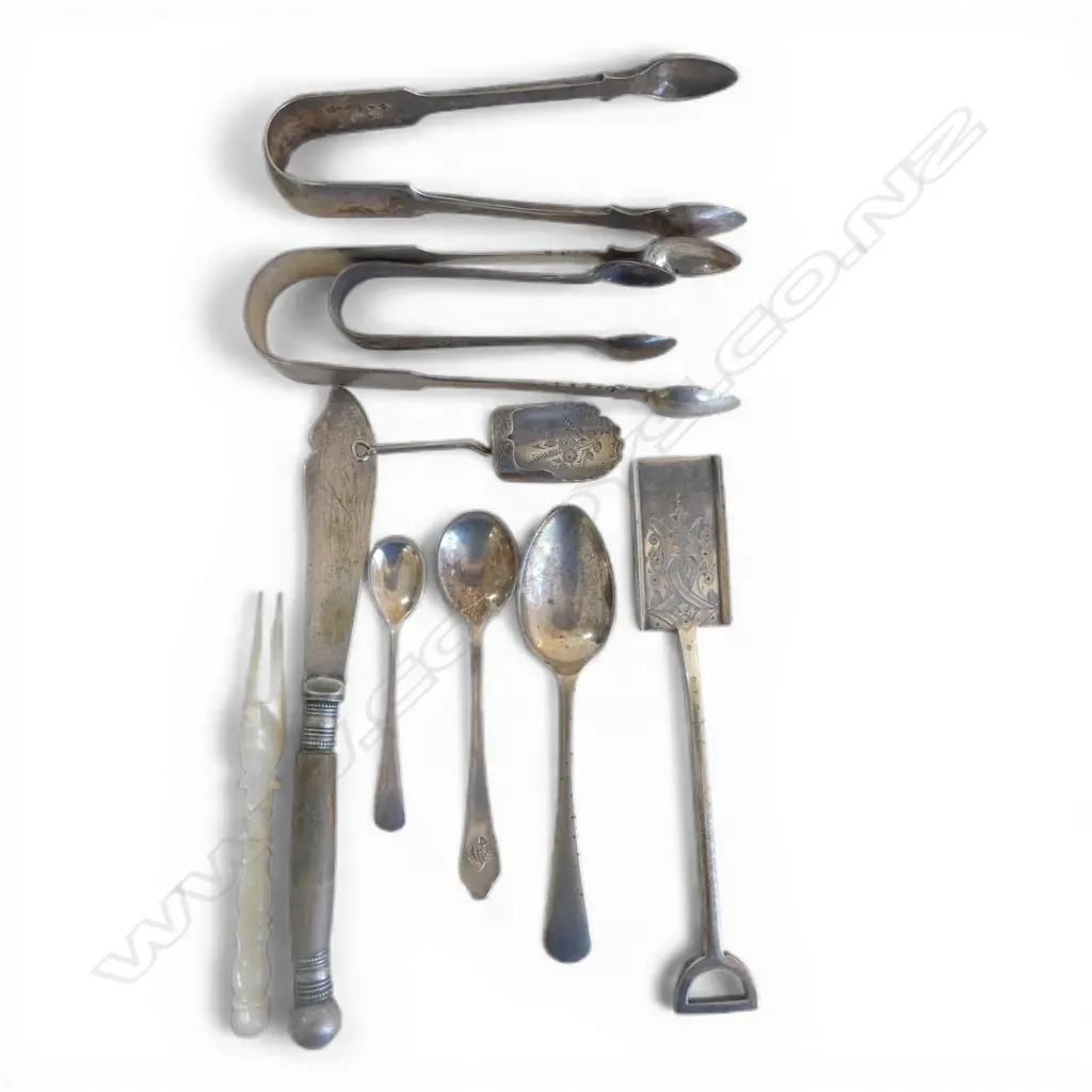 ASSTD EP AND SILVER TSP AND 2 SUGAR TONGS (SILVER 77gms) Image 1++