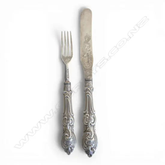 VICTORIAN SOLID STG SILVER KNIFE & FORK, SHEFFIELD 1846, 95gms