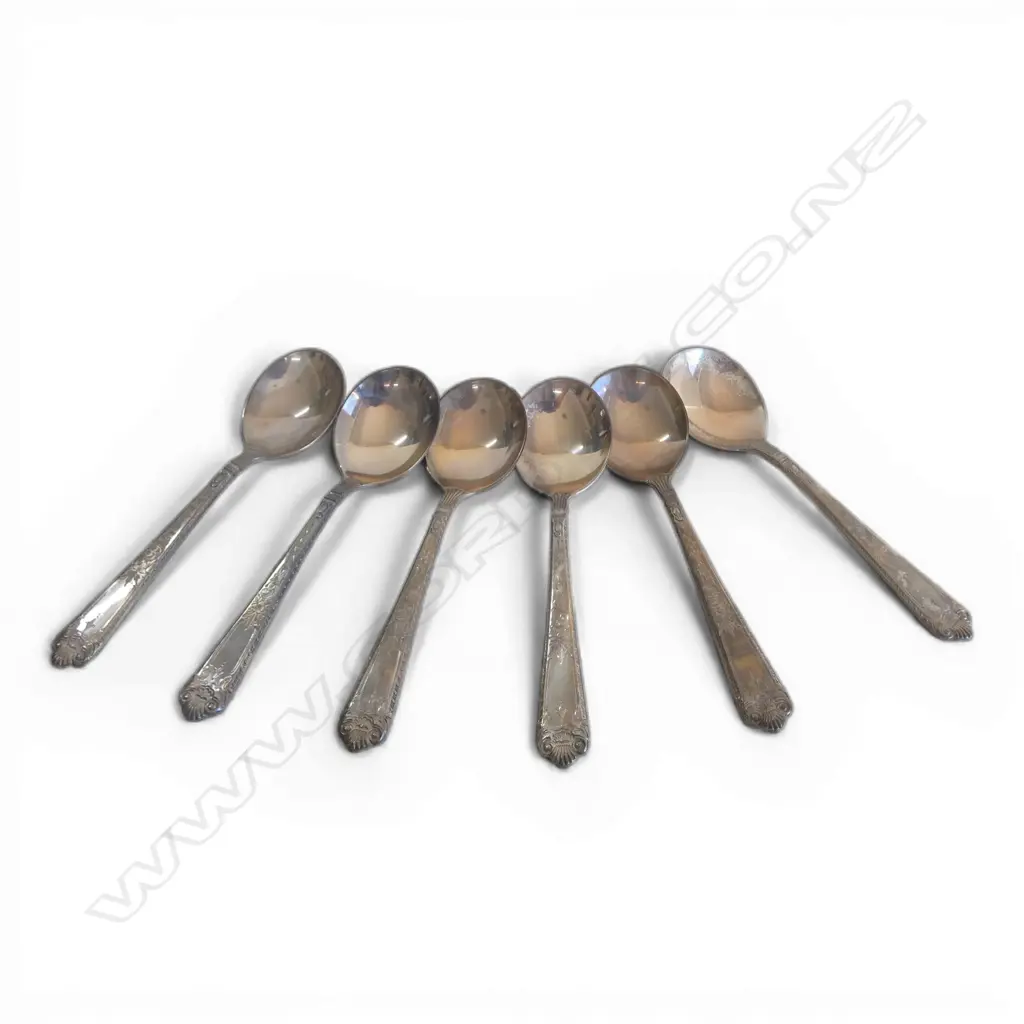 6 CANADIAN STG SILVER SOUP SPOONS, BIRKS 1950 L.155mm 254gms Image 1++