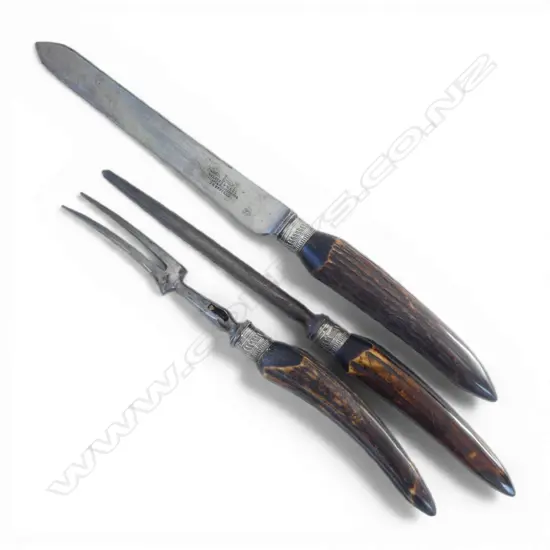 BONE HANDED CARVING SET - WALKER AND HALL SHEFFIELD