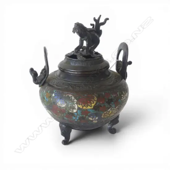 ORIENTAL BRONZE INCENSE BURNER, REPAIRS H.220mm