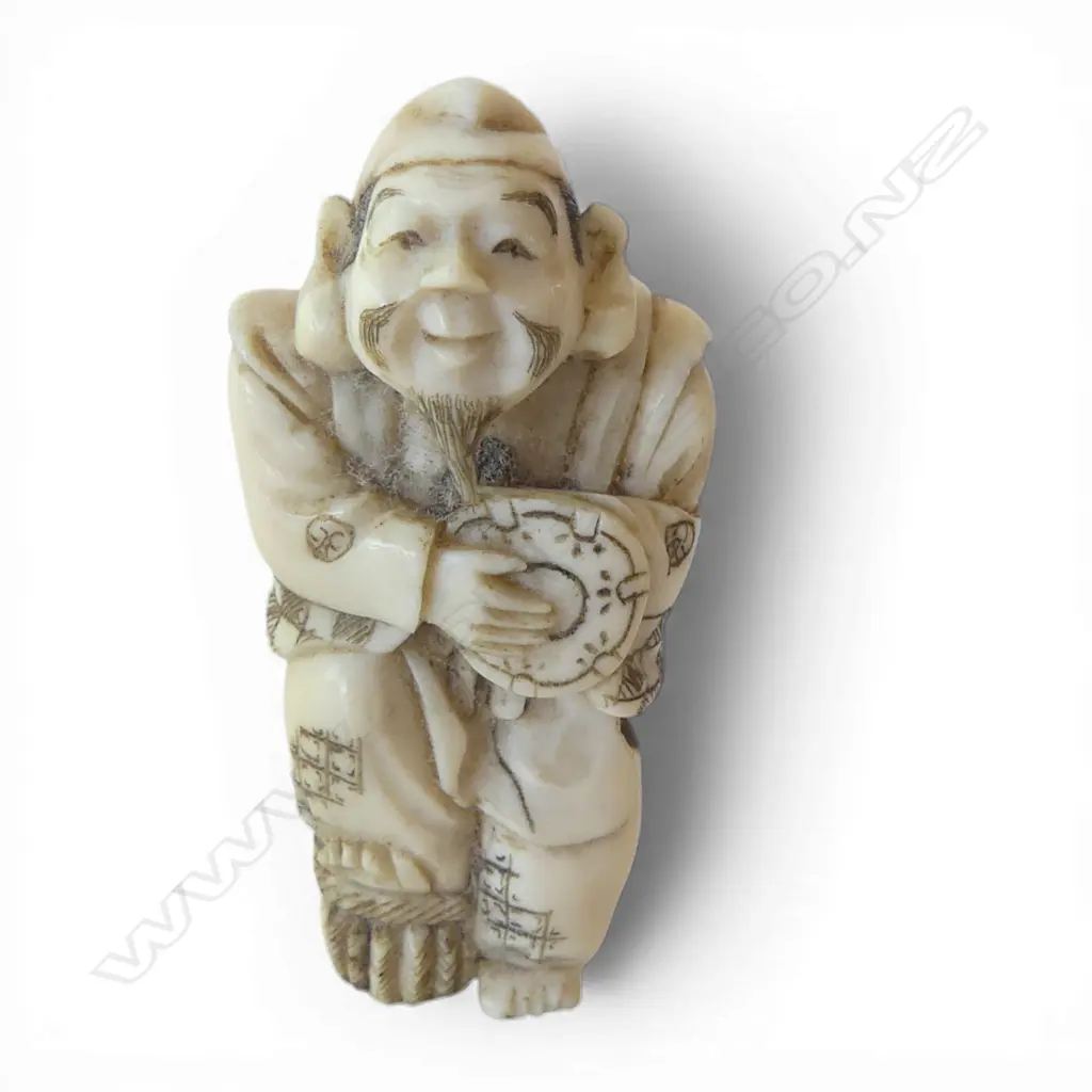 JAPANESE CARVED IVORY NETSUKE SIGNED H.50mm Image 1++