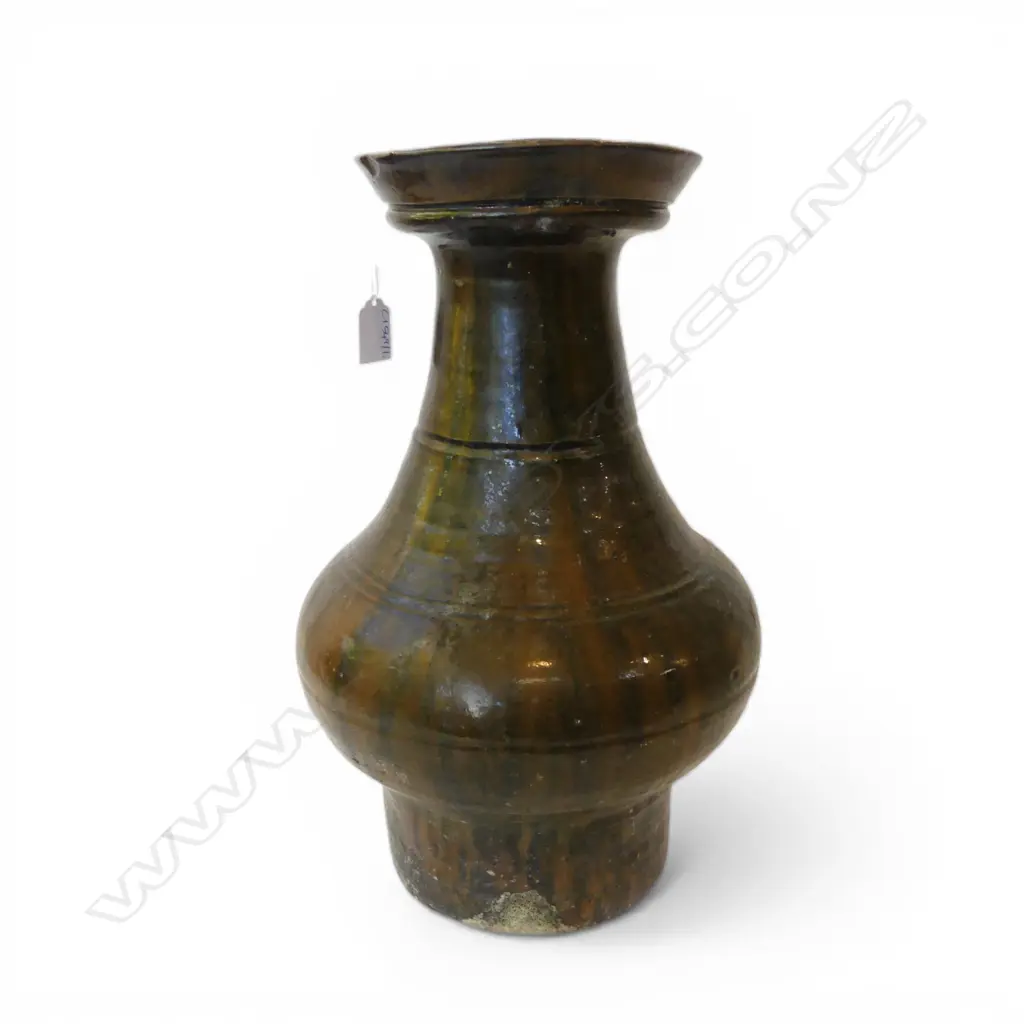 OLD JAPANESE GLAZED STONEWARE VASE H.400mm Image 1++