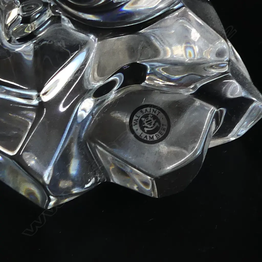 Val Saint Lambert glass lge EAGLE with wings raised label attached. H.240mm Image 1++