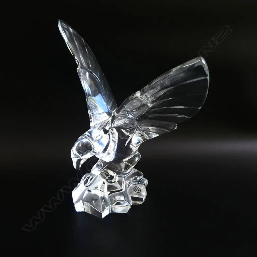 Val Saint Lambert glass lge EAGLE with wings raised label attached. H.240mm Image 1++