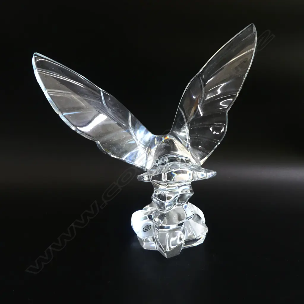 Val Saint Lambert glass lge EAGLE with wings raised label attached. H.240mm Image 1++