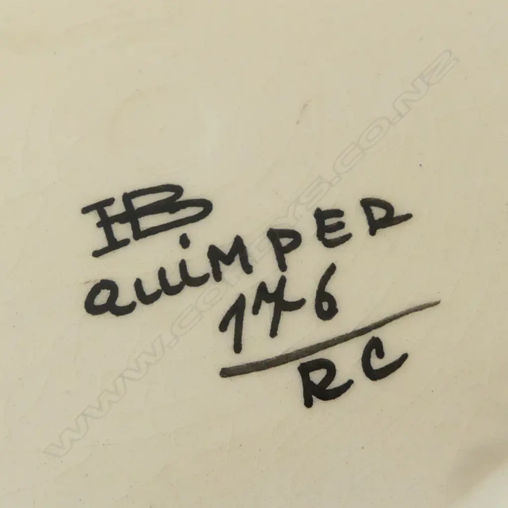 3 PIECES QUIMPER WARE, B/W PLATE Image 1++