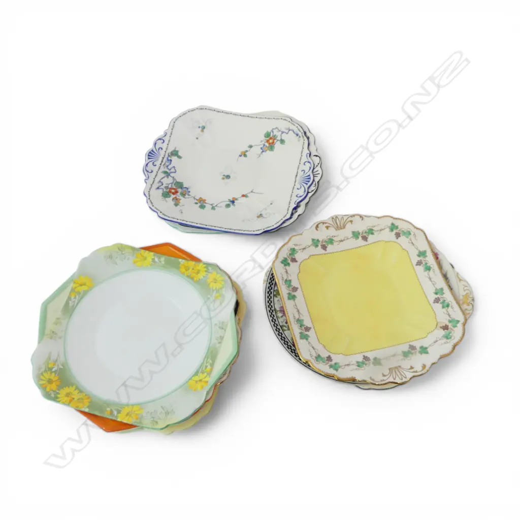 10 SHELLEY CHINA VINTAGE CAKE PLATES MIXED PATS Image 1++
