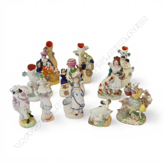 11 PCES CHINA; ANTIQUE STAFFORDSHIRE SPILL VASES H.190mm ETC