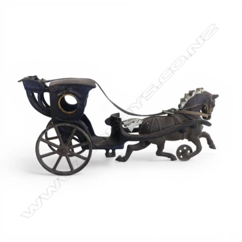 VINTAGE HUBLEY CAST IRON HORSE & CARRIAGE L.260mm Image 1++