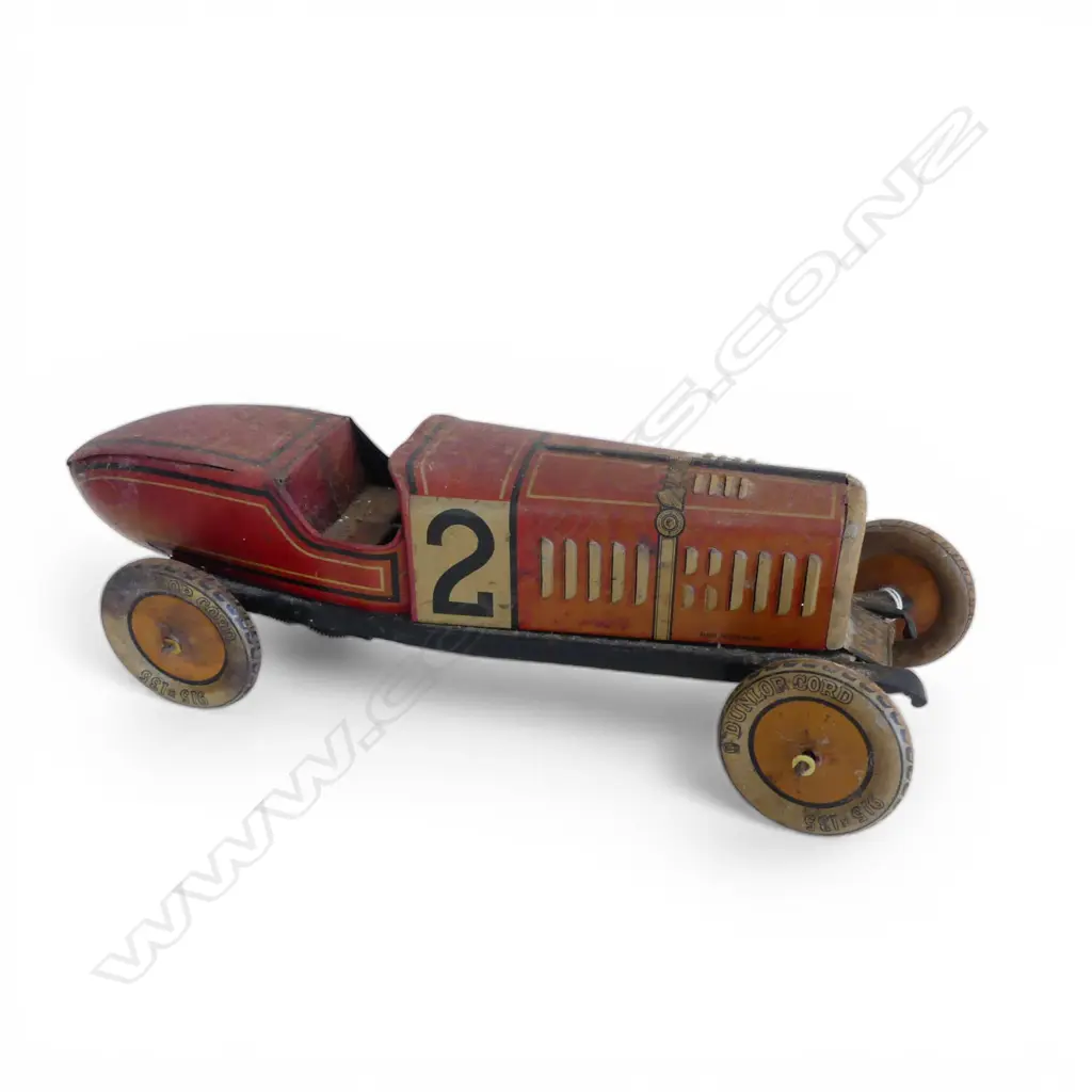 ANTIQUE TIPP & CO TIN PLATE WIND-UP RACECAR L.350mm Image 1++