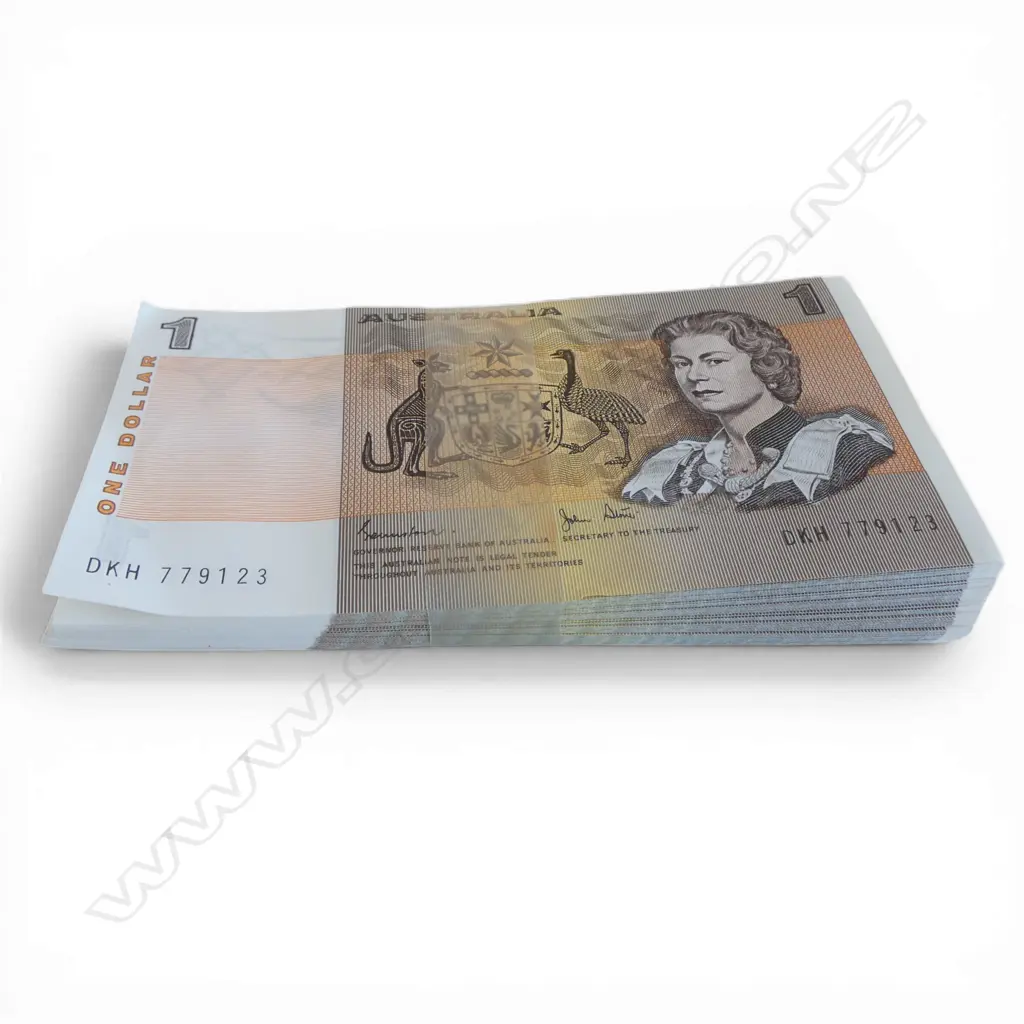 BUNDLE 100 X $1 Australian BANKNOTES nearly consecutive numbers DKH 779123 to DKH 779239  Image 1++