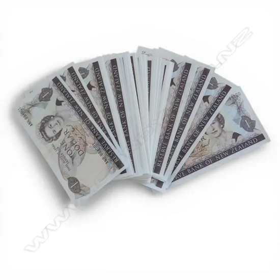 BUNDLE 100 X $1 NZ BANKNOTES consecutive numbers Don Brash ANR 884001 TO ANR 884100