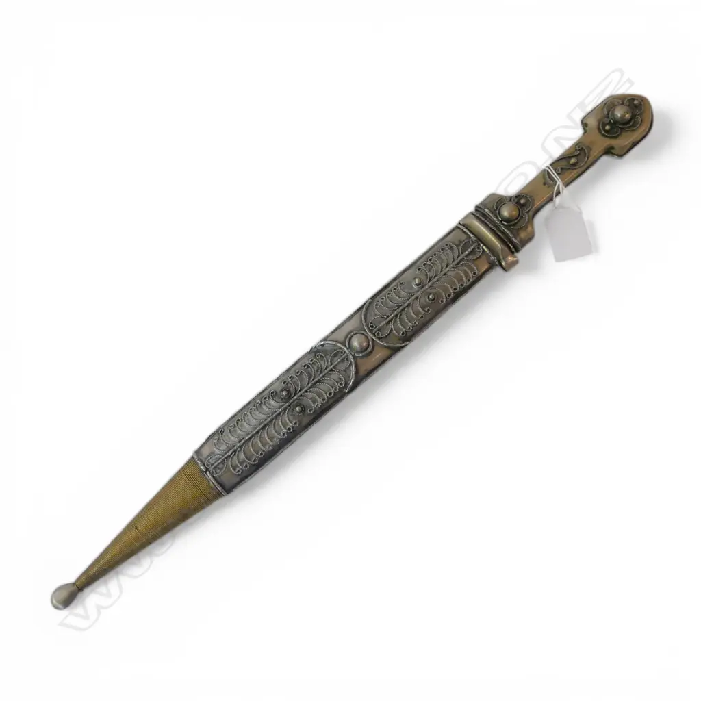 ETHNIC SWORD & SCABBARD filigree detail. Spear pointed blade L.485mm Image 1++