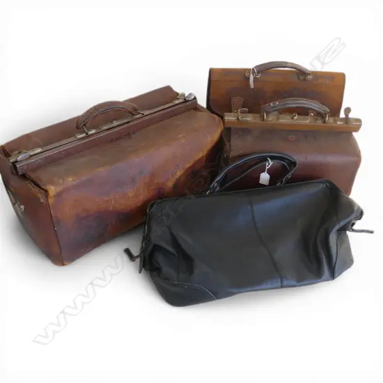 TWO VINTAGE DR'S BAGS, ONE VINTAGE SATCHEL, ONE MODERN BAG ( MOANA ROAD).