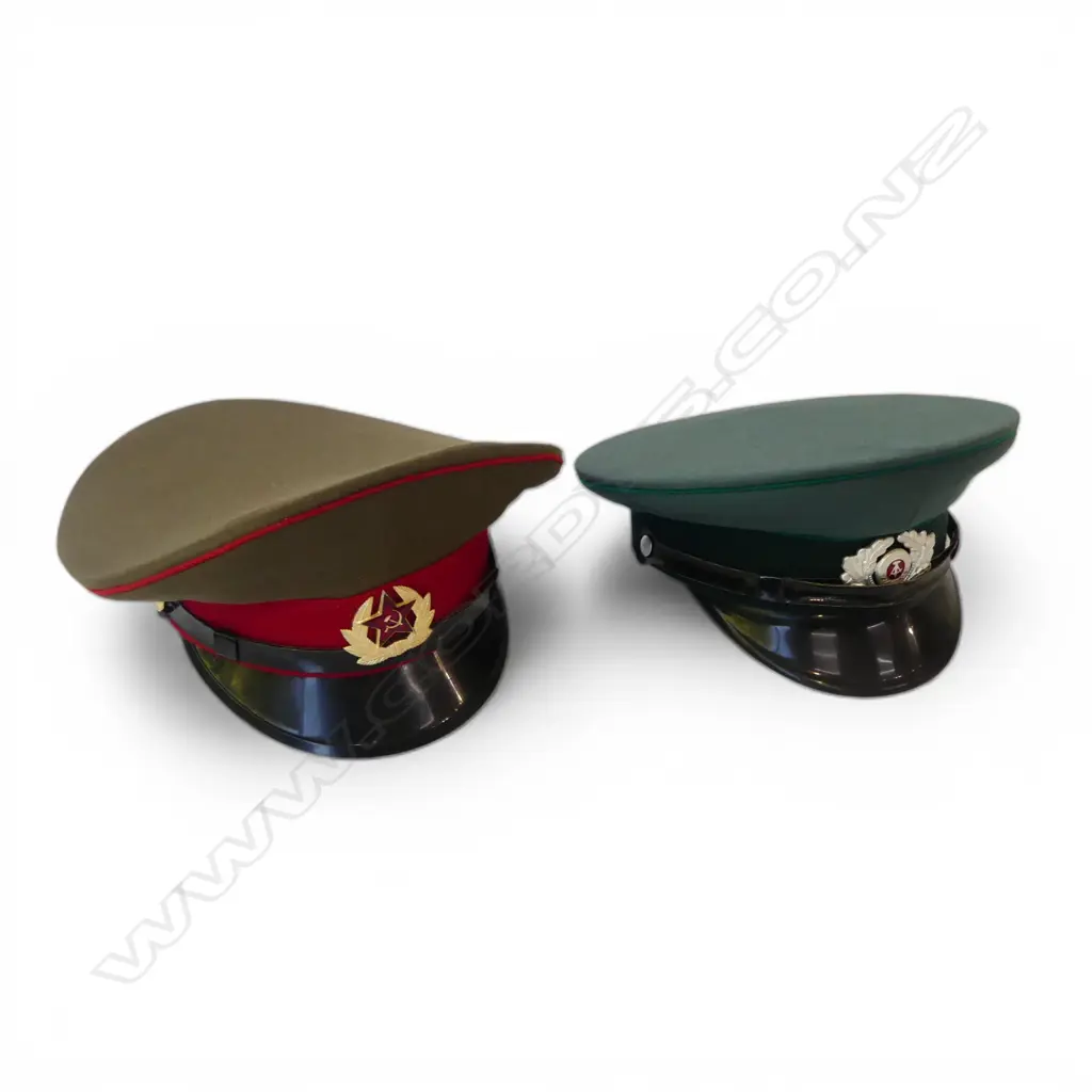 2 MILITARY VINTAGE HATS: Soviet Union & East German Image 1++