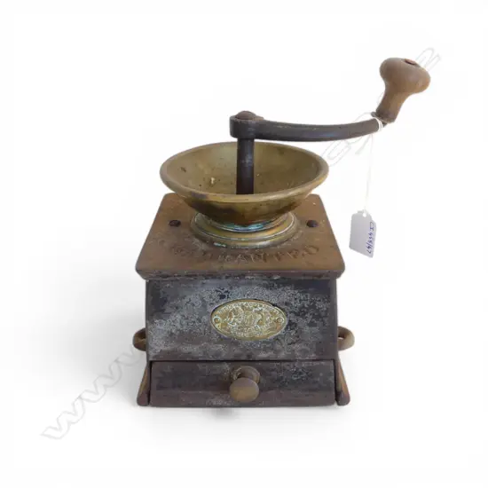 CAST IRON & BRASS VINTAGE COFFEE GRINDER H210MM
