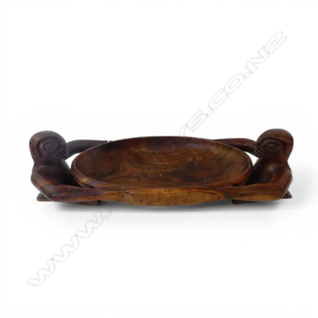 HAWIIAN HARDWOOD FIGURE SUPPORTED LONG OVAL BOWL. L.560mm Image 1++