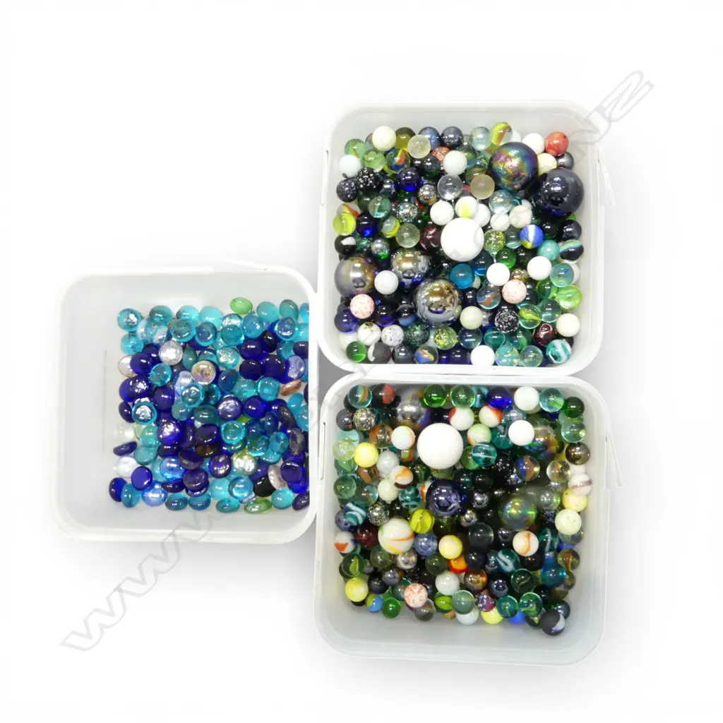 3 CONTAINERS OF MARBLES  Image 1++