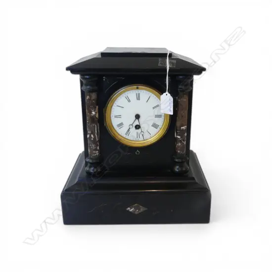 VICTORIAN BLACK SLATE MANTLE CLOCK