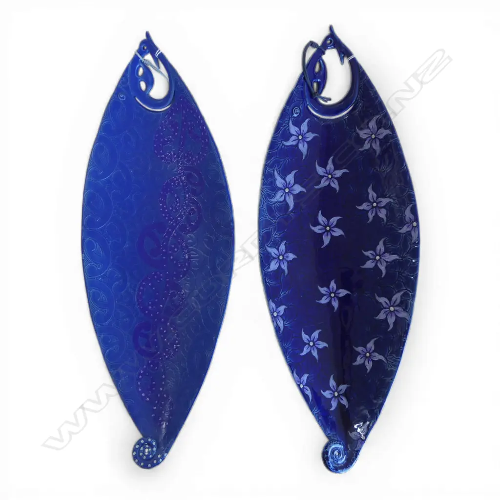2 KEUM SUN LEE LRG BLUE FISH SHAPED DISHES, L.480mm Image 1++