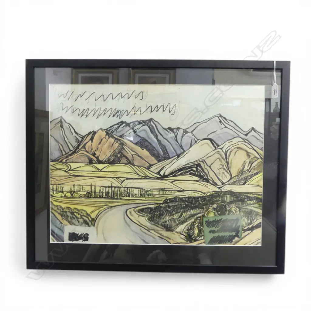 FRANK GROSS, ROAD NEAR ALBERT TOWN, WATERCOLOUR & INK ON PAPER, SIGNED & DATED VERSO, 400x540mm Image 1++