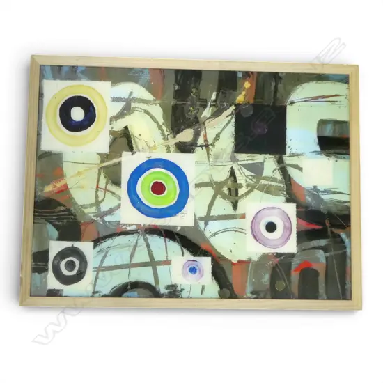 ARTIST UNKNOWN ACYRLIC ON GLASS AFTER DUCHAMP GLASS BROKEN 750 X 550 MM