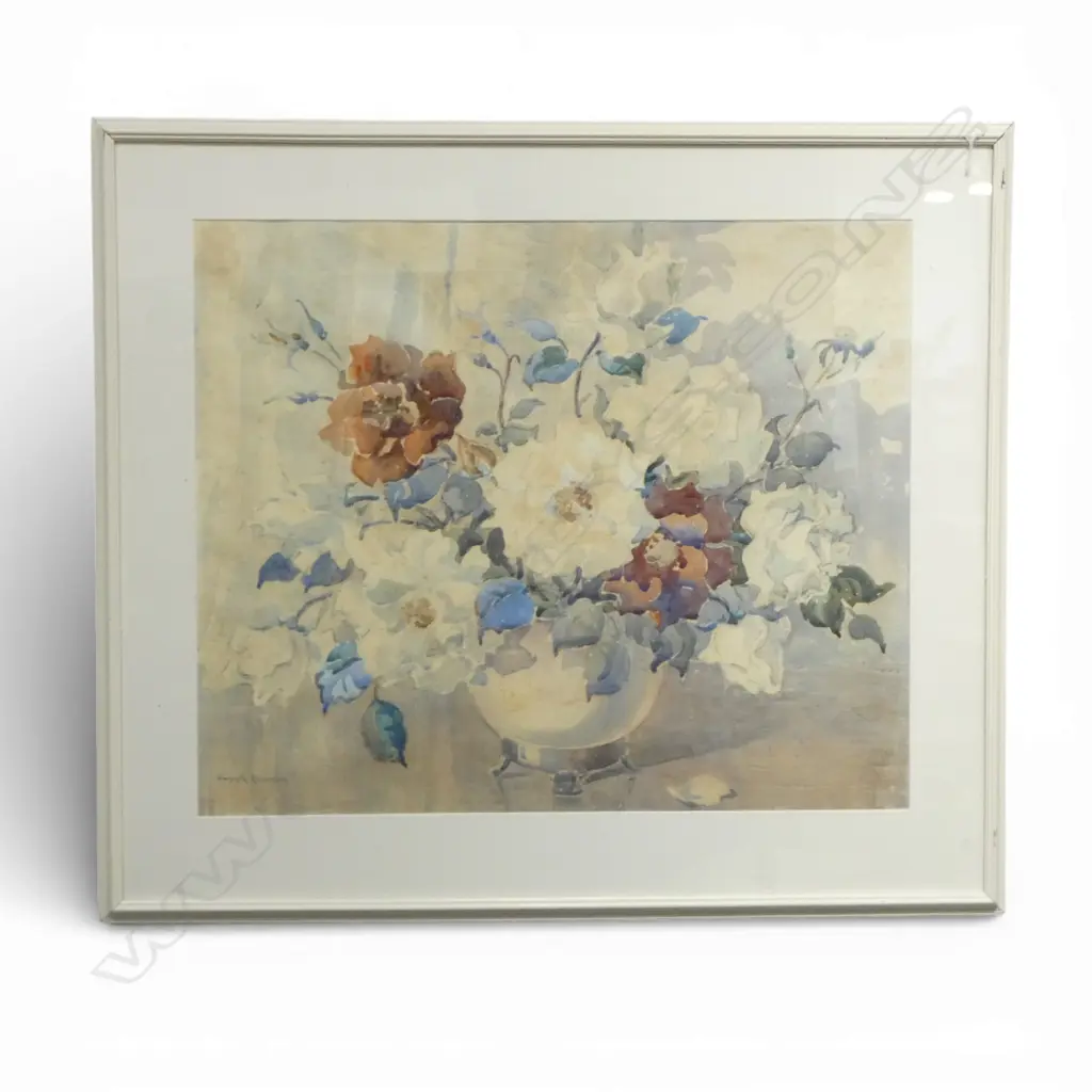 GWYNETH RICHARDSON, FLORAL STILL LIFE, WATERCOLOUR ON PAPER, 540x660mm Image 1++