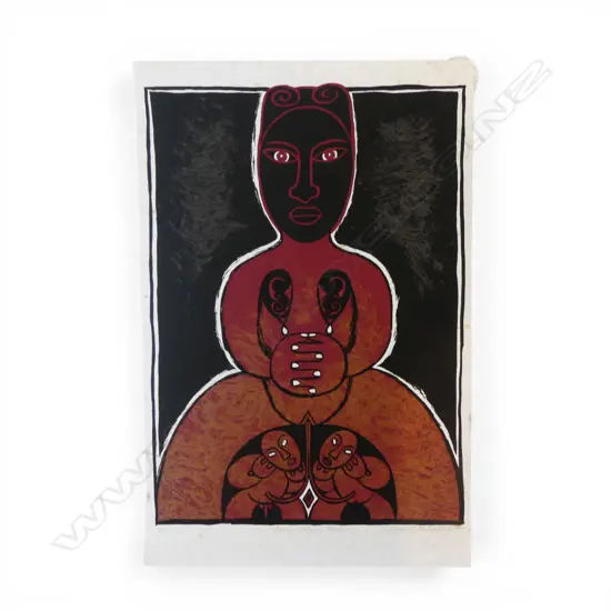 ROBYN KAHUKIWA, MANA WAHINE MAORI, LINOCUT PRINT Ed. 2/30, SIGNED & DATED '93, UNFRAMED & FOXED, 480x320mm