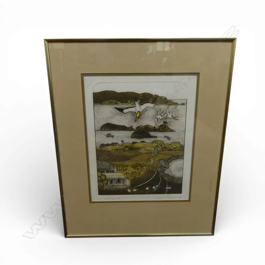 RUSSELL JACKSON, BLAND BAY, COLOURED ETCHING 26/100, 290 X 220mm  Image 1++