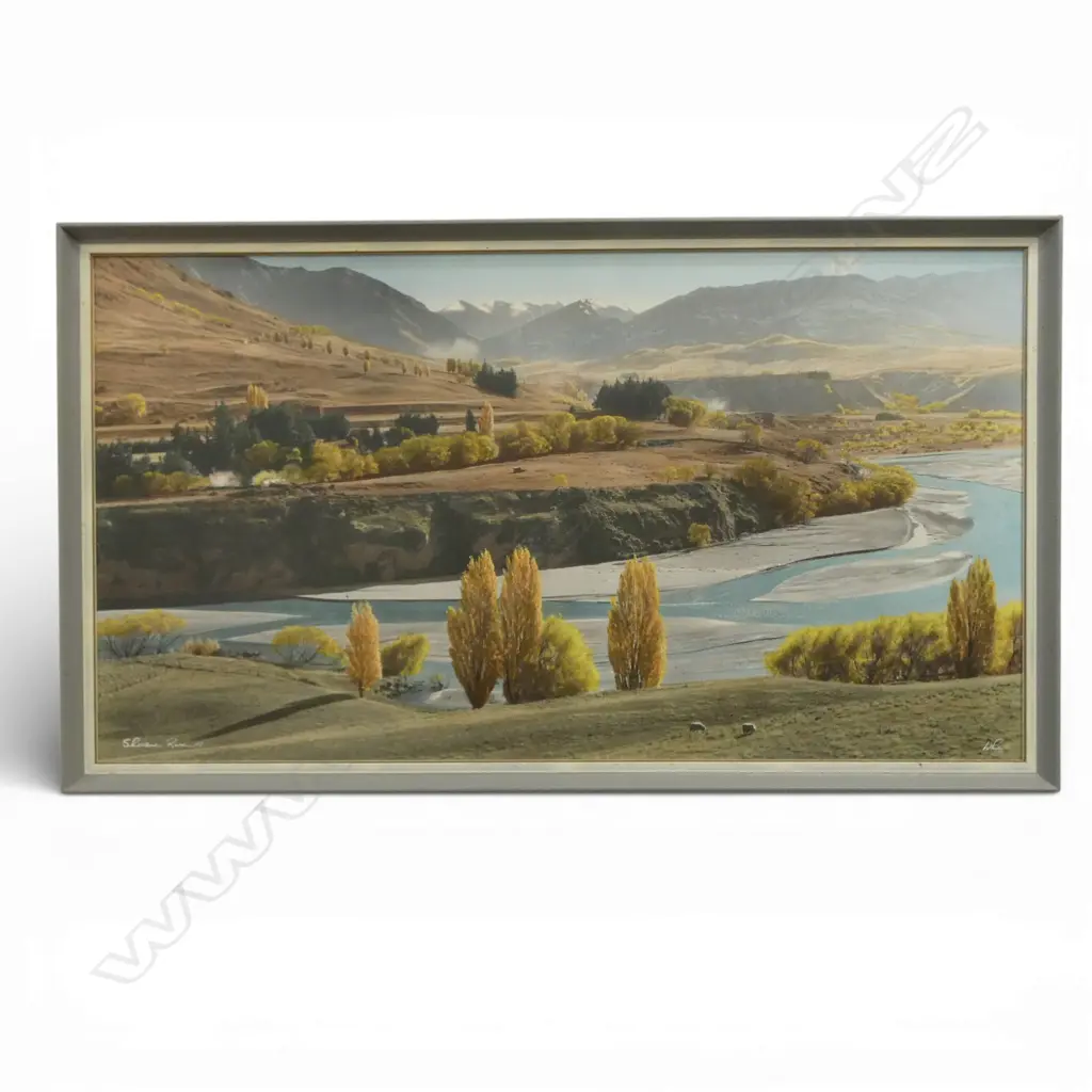 WHITES AVIATION SHOTOVER RIVER, SIGNED & TITLED 545x1000mm ex John Perry estate Image 1++