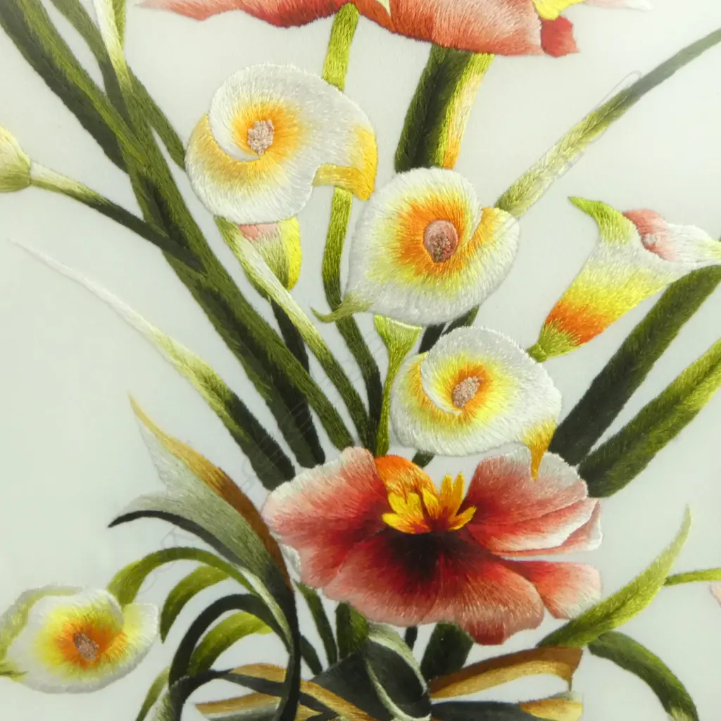 FRAMED EMBROIDERY BOUQUET ARTWORK 720x480mm Image 1++