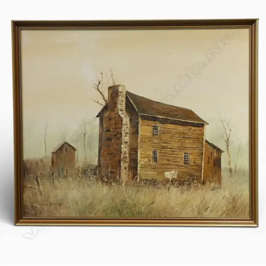 W S CHIANG (Born China 1933 - )OIL BARN SCENE PAINTING SINGED Chinese then living in New York. 480 x 595mm