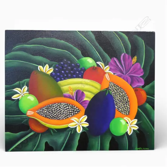 DANIELLA HULME 'TROPICAL FRUIT' ACYRLIC ON CANVAS 405x510mm