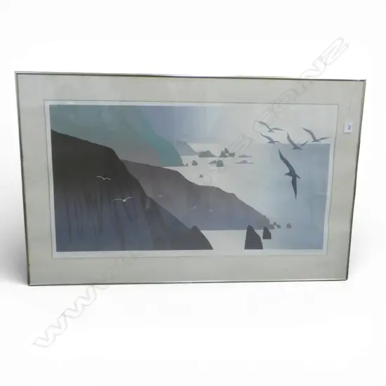 MALCOLM WARR 'TOWARDS ROCKY POINT' SCREEN PRINT 65/99 '85 440x800mm FOXING