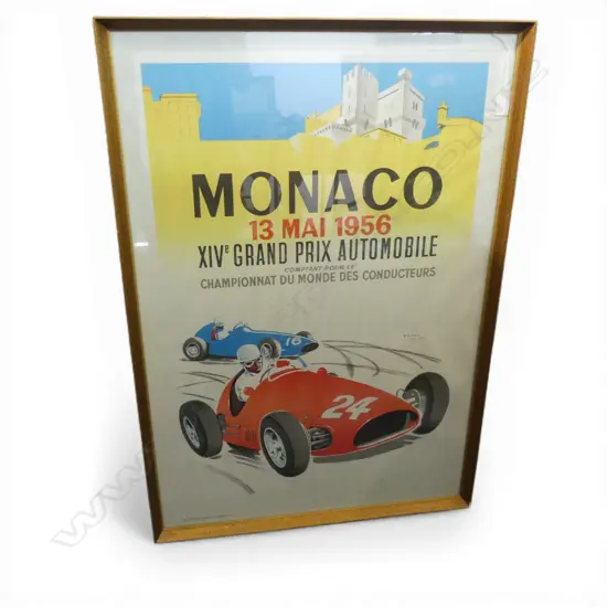 MONACO 13 MAY 1956 LITHOGRAPHIC POSTER by J. RAMEL 1980s MUSEUM REPRINT ARTE PARIS 990x675mm