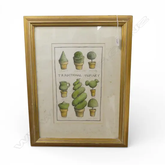 MARK WOOLLER WATER COLOUR TRADITIONAL TOPAIRY SIGNED AND DATED 1994 250 X 170 FOXING