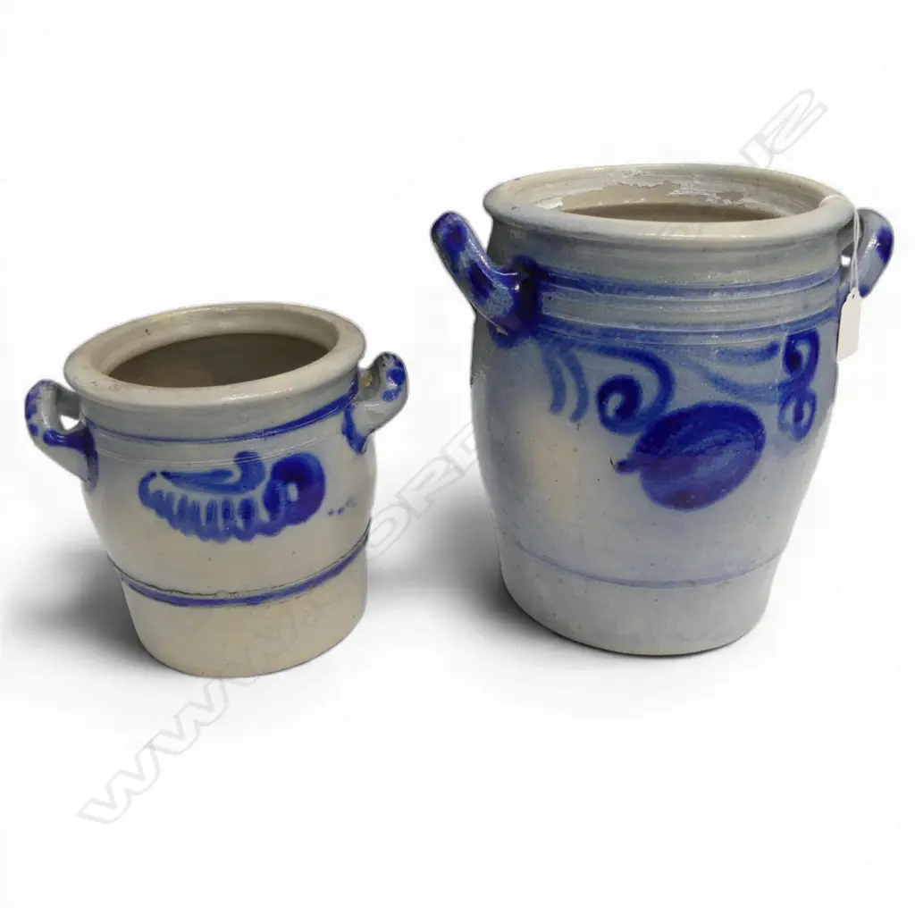 2 VINTAGE GERMAN SALT GLAZE POTS Image 1++