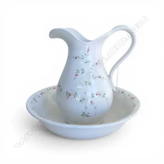 EDWARDIAN JUG & BASIN SET FLORAL DESIGN H330MM