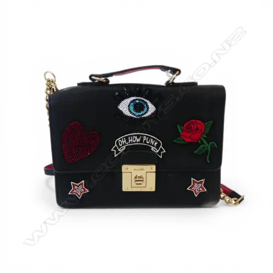 ALDO "OH HOW PUNK" EMBLAZENED BAG WITH HANDLE AND CROSS BODY STRAP 180MM